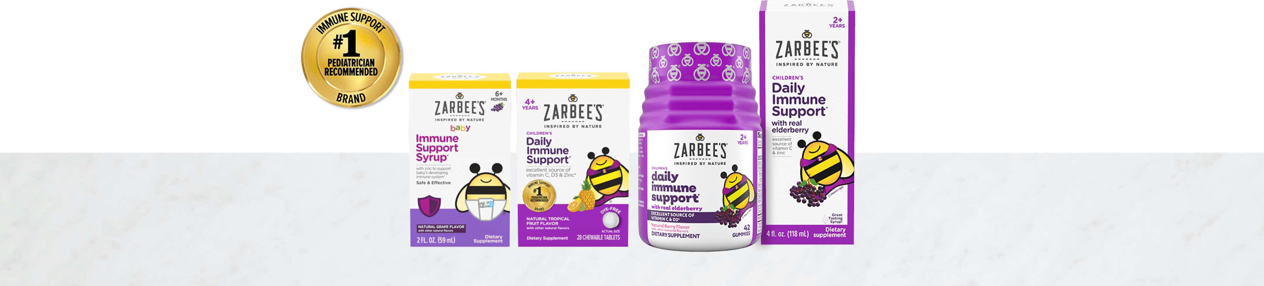 Zarbee’s immune support product packages