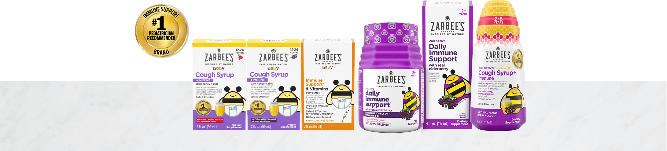 Zarbee’s immune support product packages