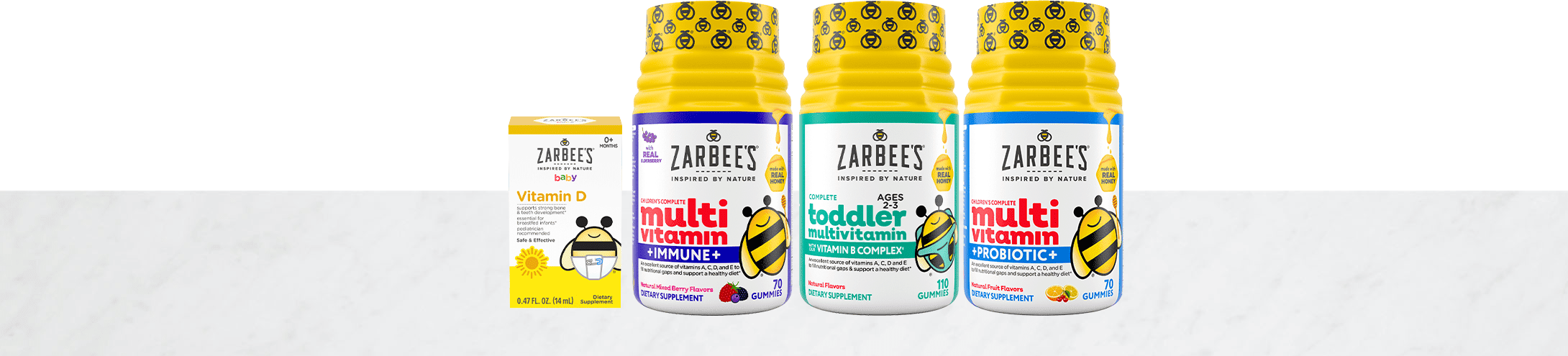 Zarbee’s nutritional support product packages