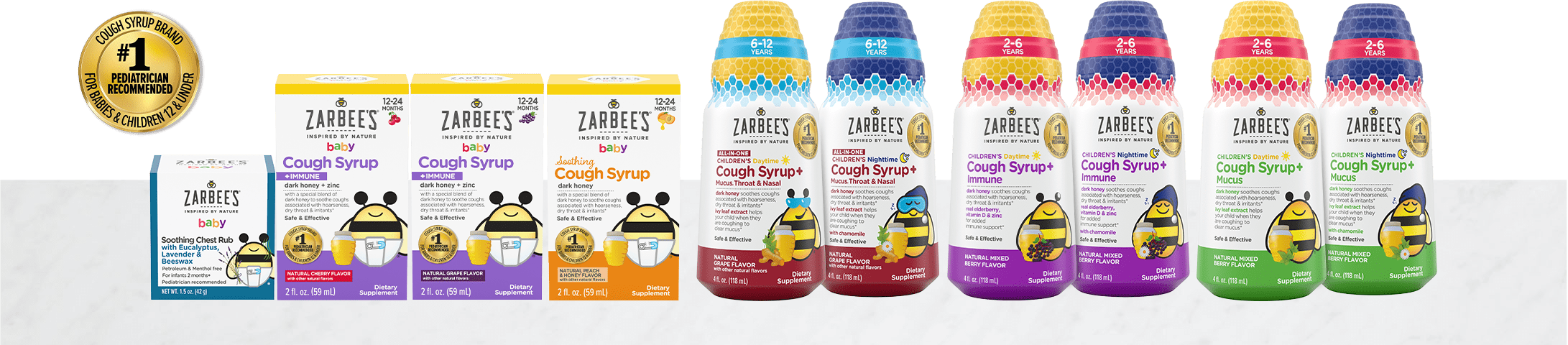 Zarbee’s upper respiratory and cough product packages