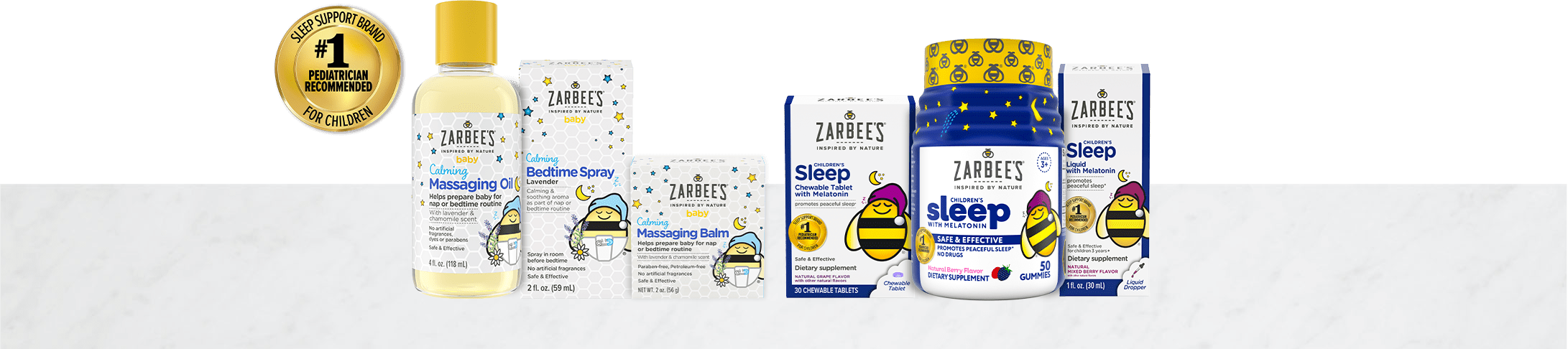 Zarbee’s sleep support product line packages